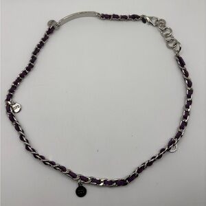 Brighton Love Hope Joy Necklace – Silver-Tone w/ Purple Leather Chain